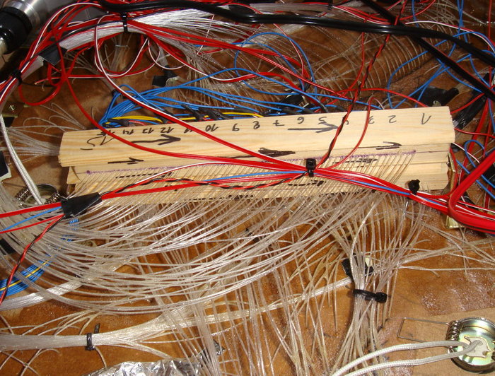 Hier sind die Leisten, Led / Lichtfaser für die Sternschnuppen zu sehen